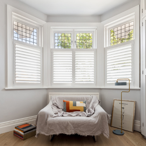 Café style shutters in a home interior